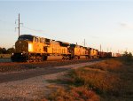 UP 8046  3Nov2011  Early Morning Gen Merchandise SB approaching Center Point Road 